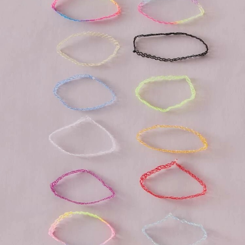 ⭐️ Awesome Colorful Value 12 pack of Awesome tattoo look Y2k 80s chokers ⭐️